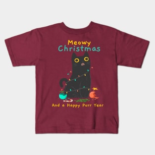 Meowy Christmas and a happy Purr Year / Christmas cat / Cat Kids T-Shirt